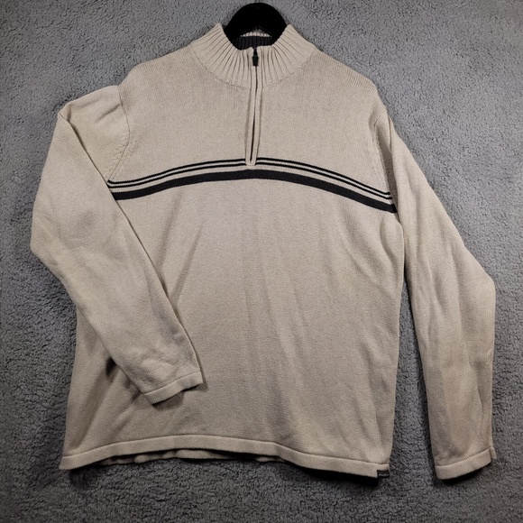 Eddie Bauer Other - Eddie Bauer Mens 2XL Mock Neck Quarter Zip Long Sleeve Sweatshirt Cream YKK